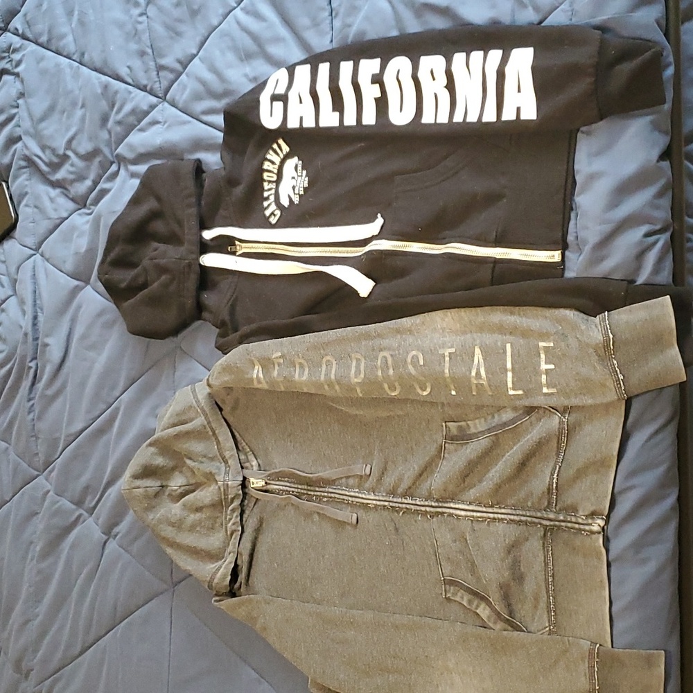 Two zip up sweatshirts one Aeropostale